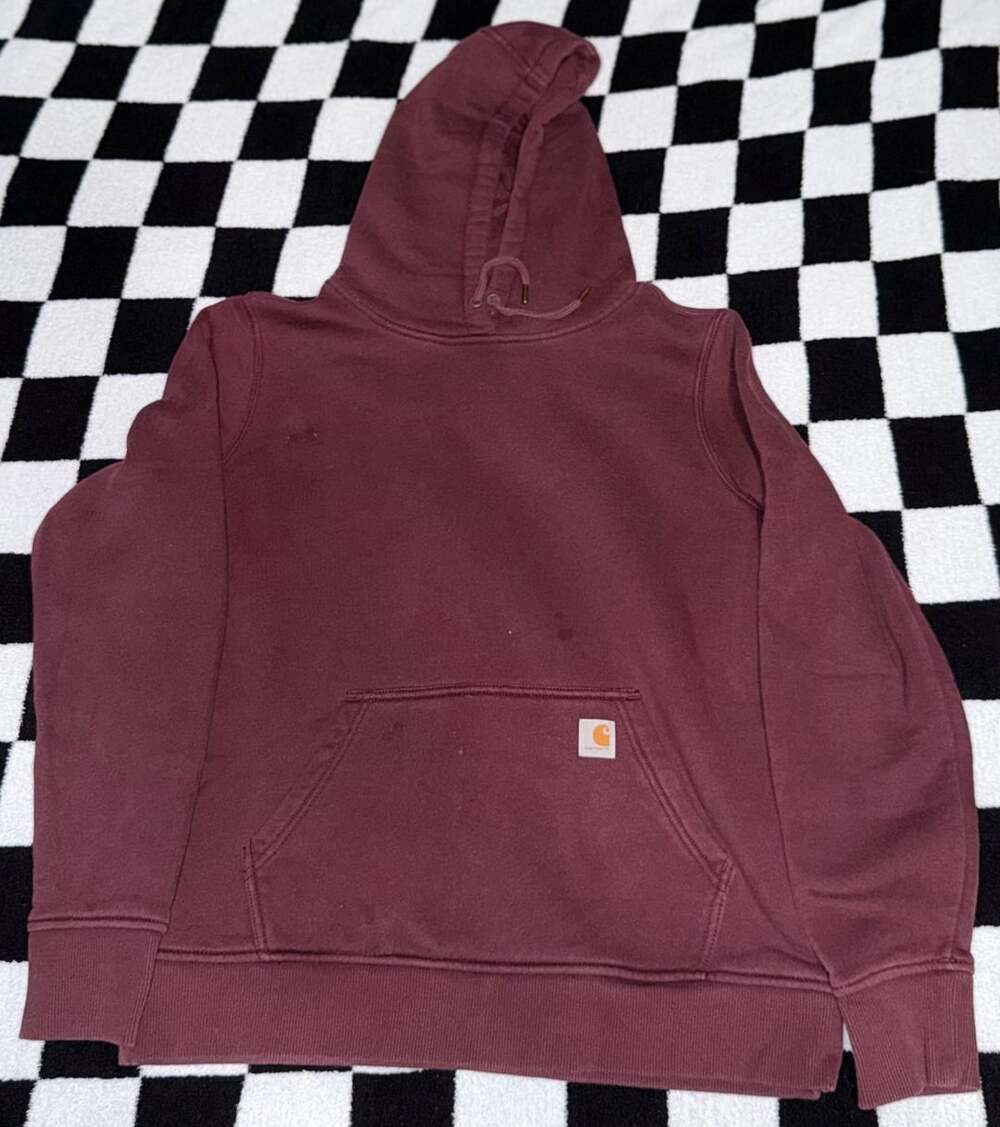 Carhartt Relaxed Fit Burgundy Hoodie Sweatshirt Youth Size L 12-14